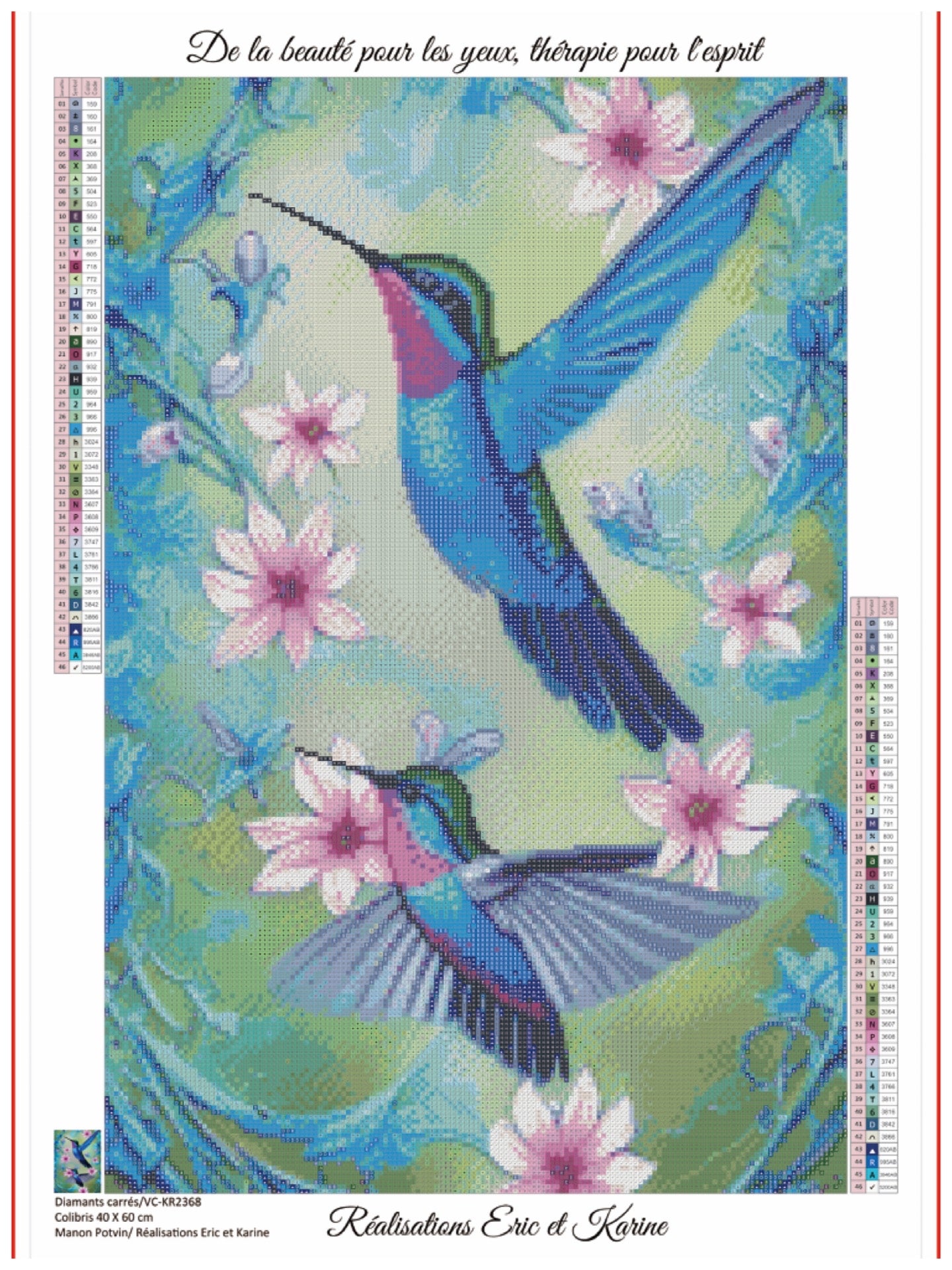 Colibris 40X60cm. Résine carré 🟪 49 couleurs