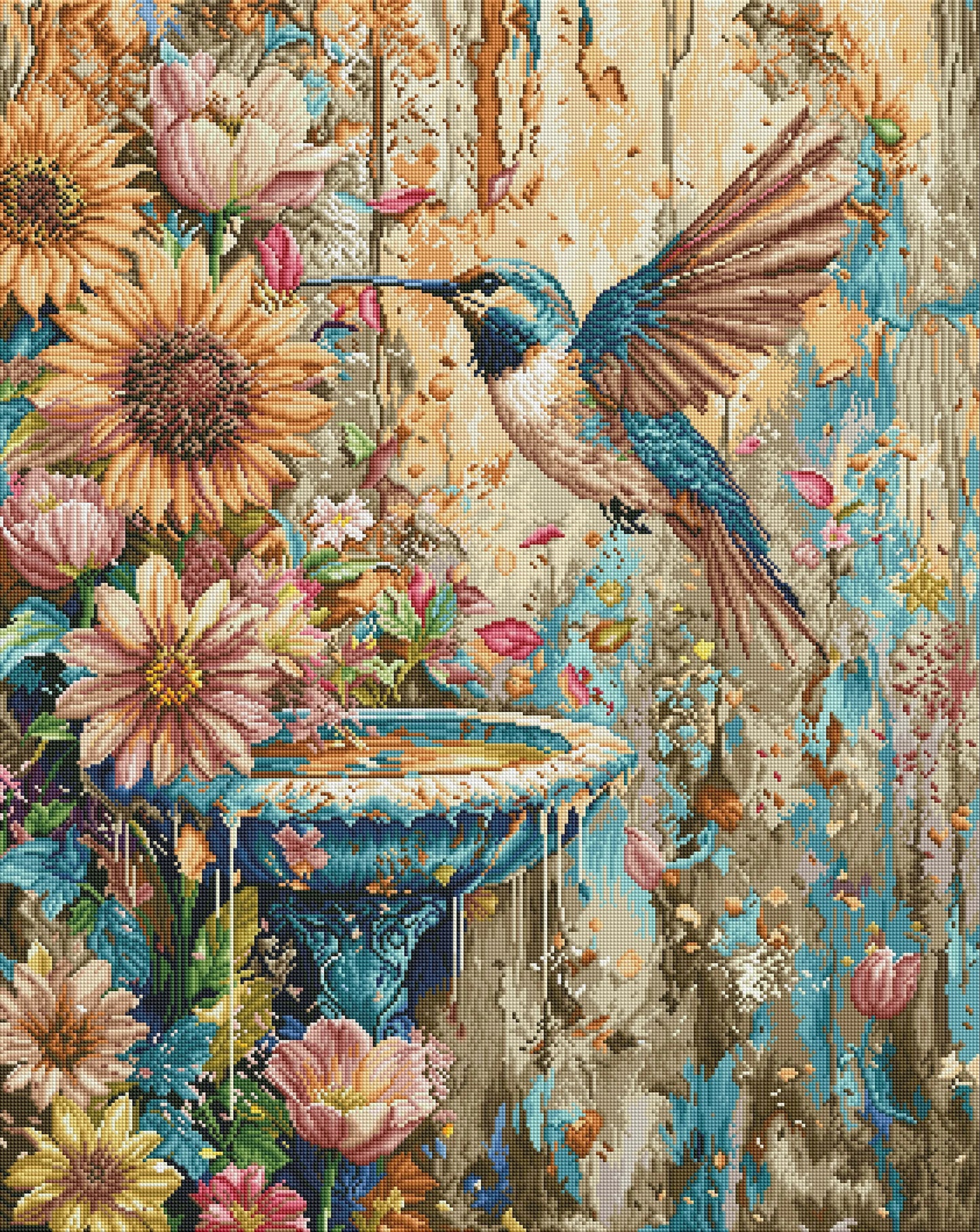 Hummingbird and sunflowers 🟪