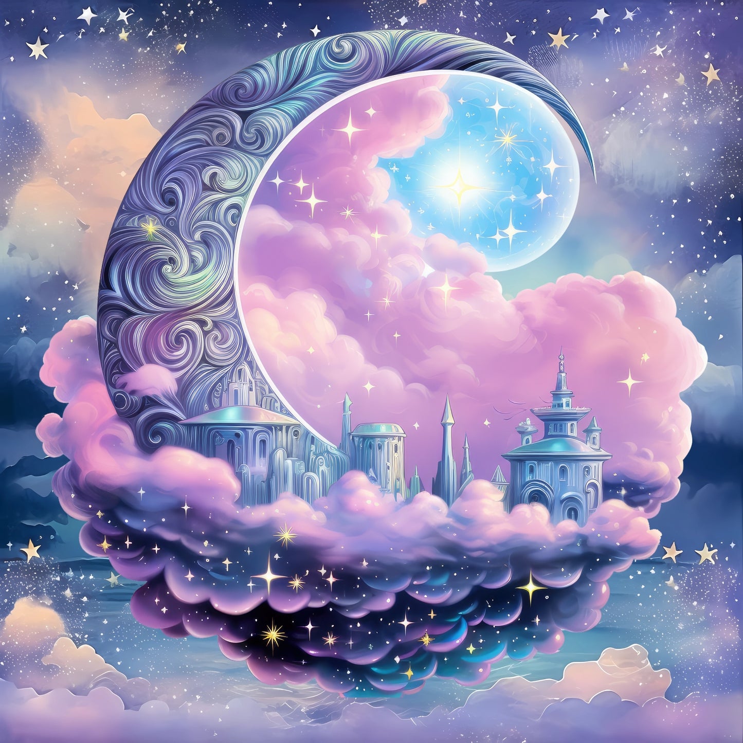 Moon city 60X60cm Résine carré 🟪 50 couleurs Résine rond 🔵 51 couleurs