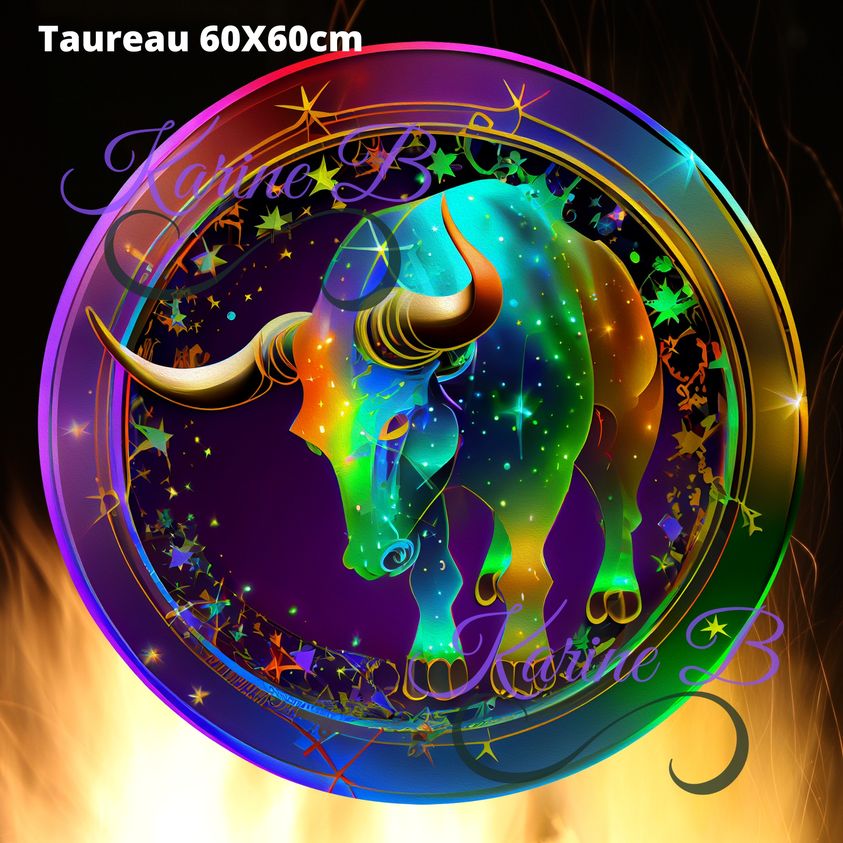 Taureau 60X60cm. Résine carré 🟪 50 couleurs