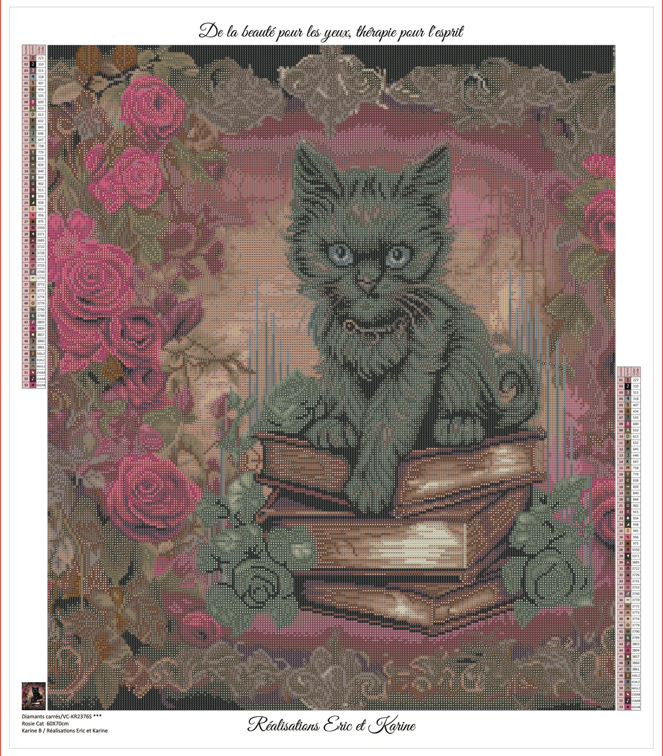 Rosie Cat 60X70cm Resin square 53 colors