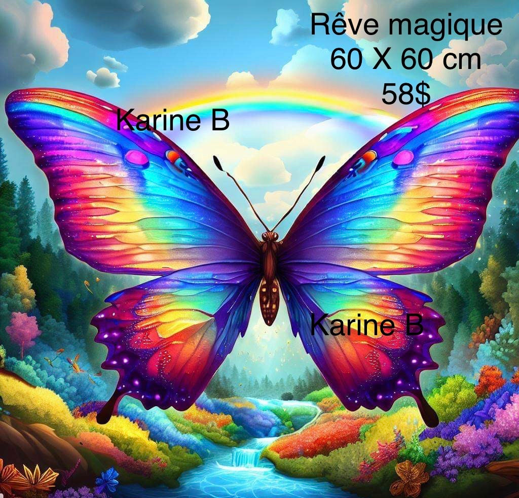 Rêve magique 60X60cm.                           Résine carré 56 couleurs