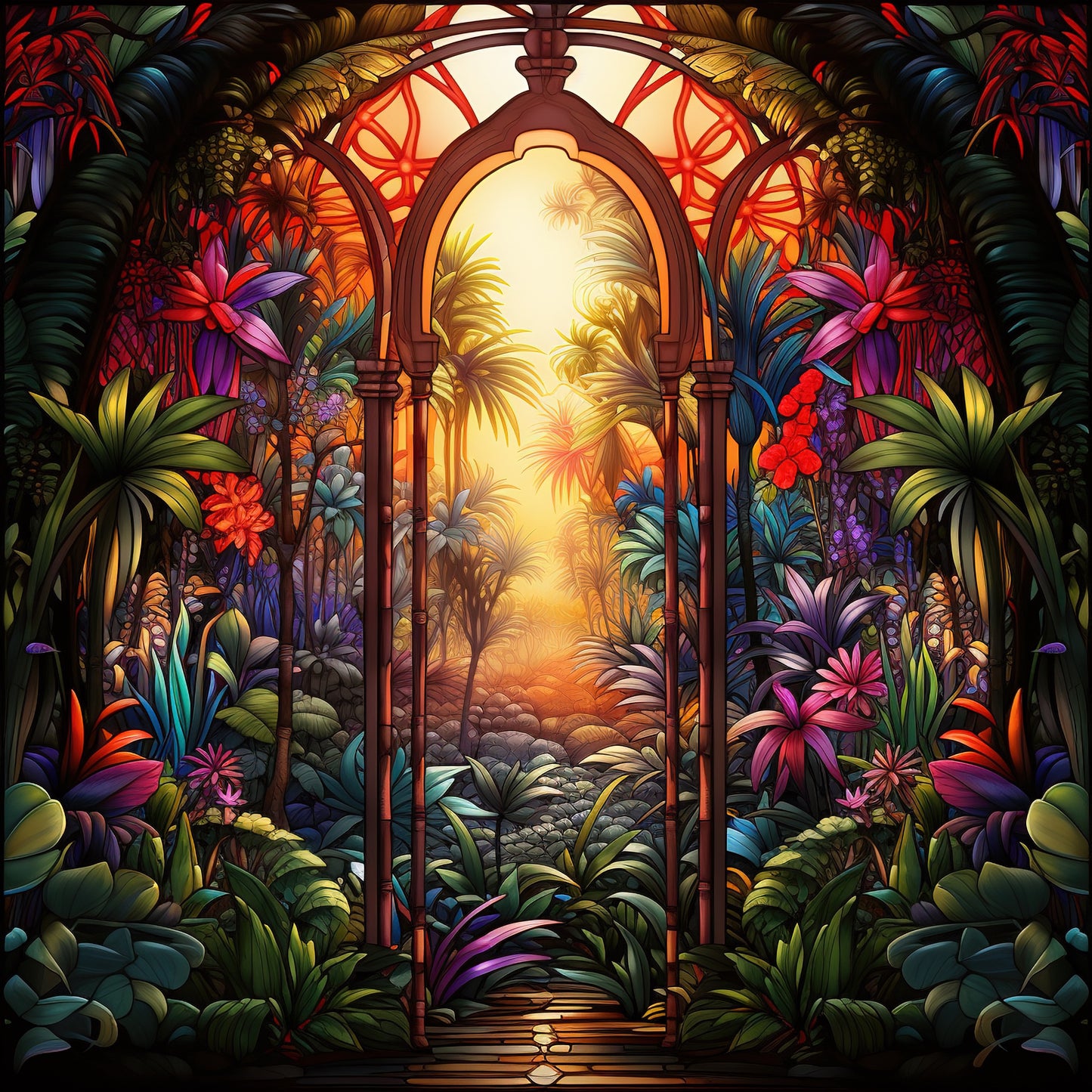 Forêt tropicale 80X80cm                            Résine carré 50 couleurs