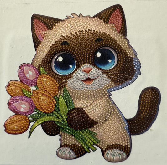 Cat with tulips