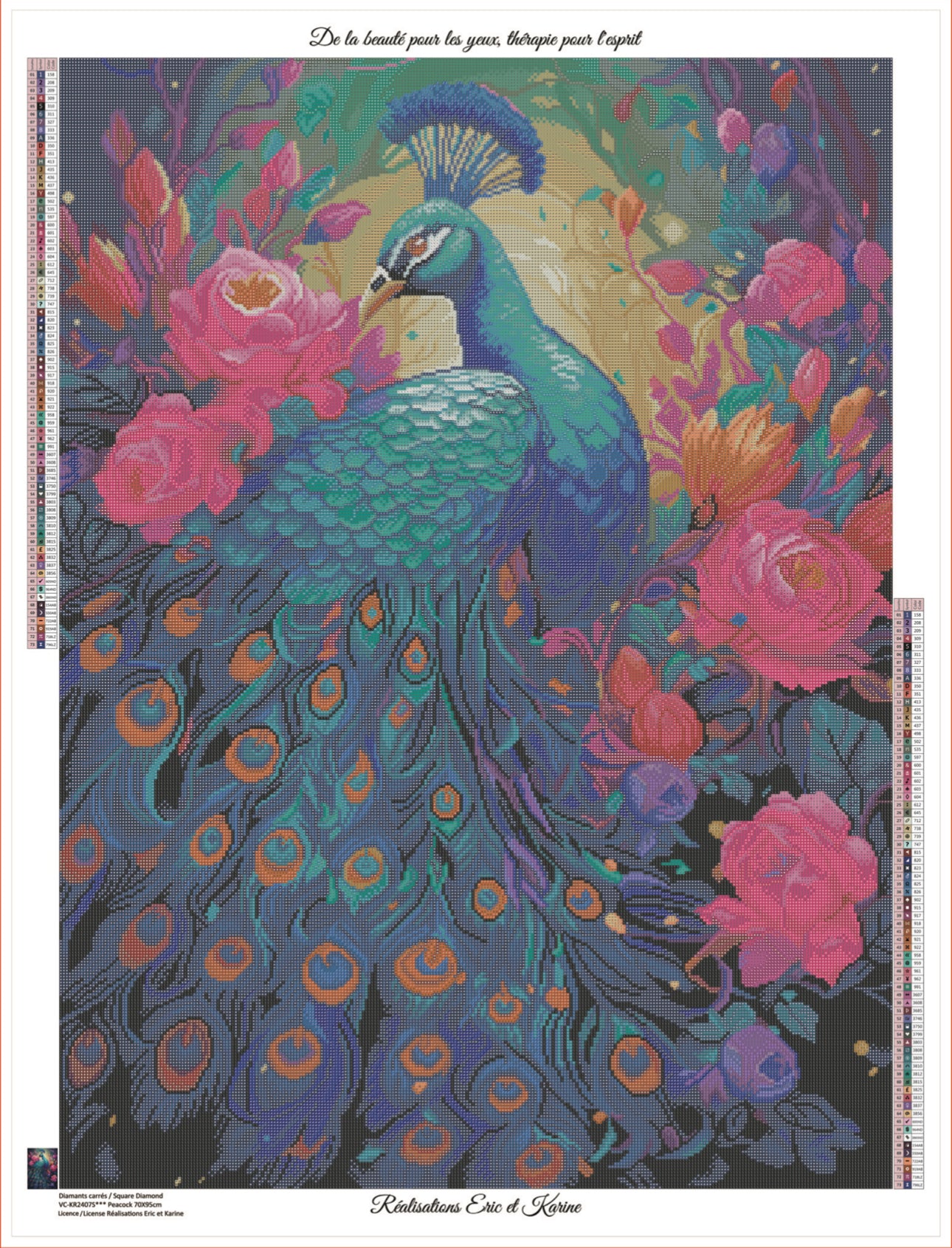 Peacock 70X95cm                       Résine carré 73 couleurs