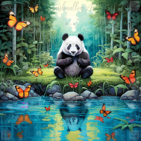 The panda and the butterflies 🟪