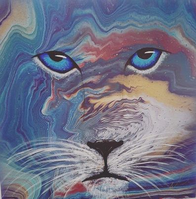 Feline 60X60cm.                                       Acrylique rond ou carré 50 couleurs